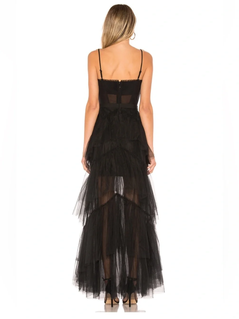 NWT Black Corset Layered Tulle Mesh Maxi Dress size S - Picture 2 of 7